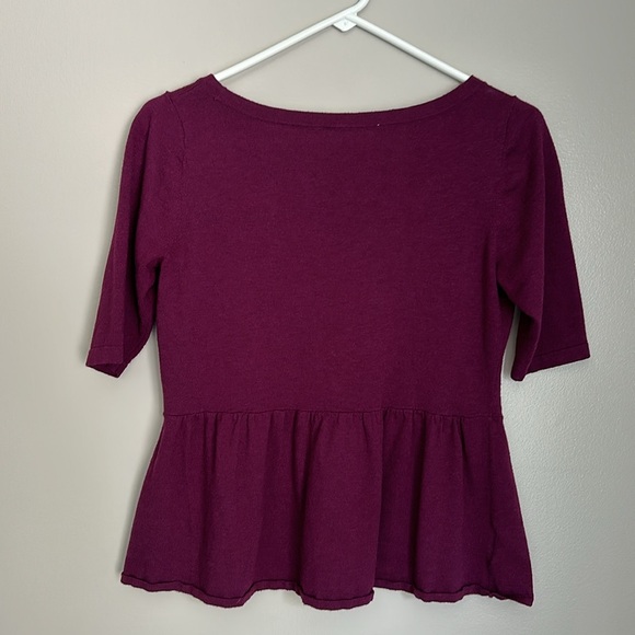 Loft purple loose fit mid sleeve peplum top - Picture 4 of 4